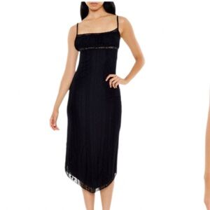 Eyelash Lace Cami Midi Dress Color Is Black
